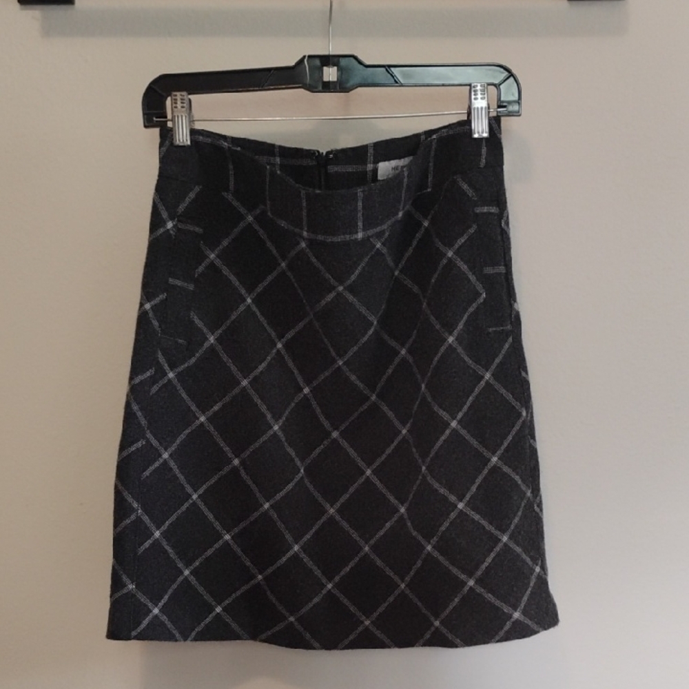 Merona Black and Gray Plaid A-Line Skirt